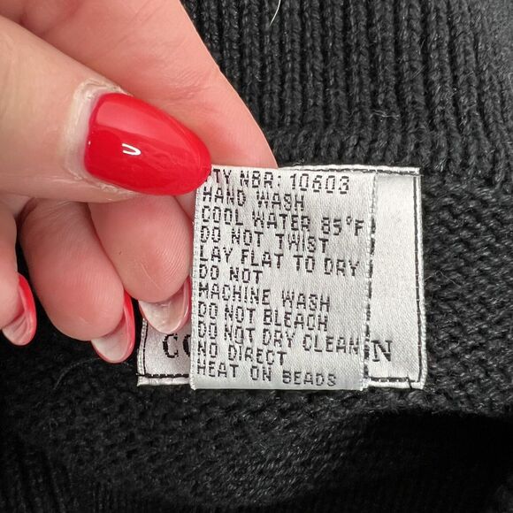 Studio Collection Size L Sweater Beaded Embroidered Holiday Tunic Cowl Neck - Picture 8 of 10